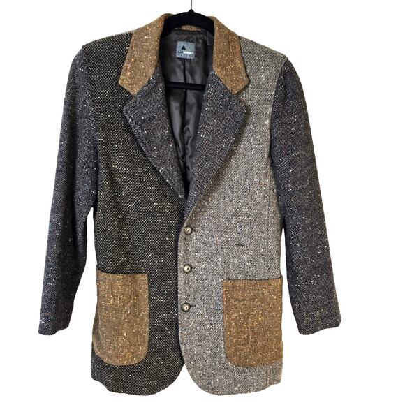 Liz Wear Mixed Tweed Suit Coat Women's 2 Petite Brown Multi Wool Blend Academia - Picture 1 of 11